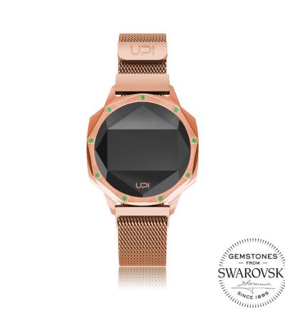 UPWATCH ICONIC ROSE GOLD GREEN LE SET WITH SWAN TOPAZ LOOP BAND