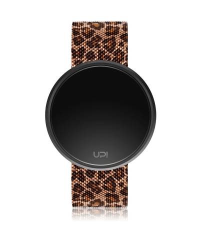 UPWATCH ROUND STEEL LEOPARD BLACK&ROSE
