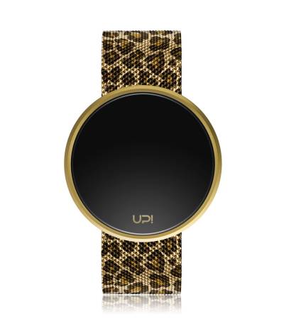 UPWATCH ROUND STEEL LEOPARD GOLD