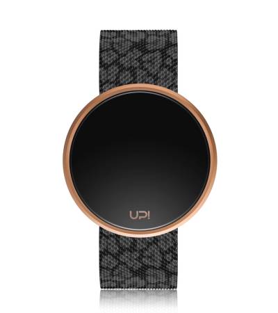 UPWATCH ROUND STEEL LEOPARD ROSE&BLACK