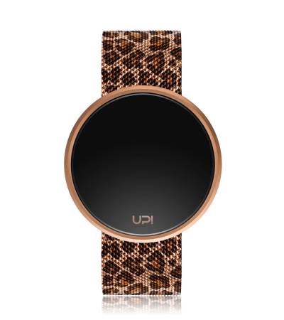 UPWATCH ROUND STEEL LEOPARD ROSE GOLD